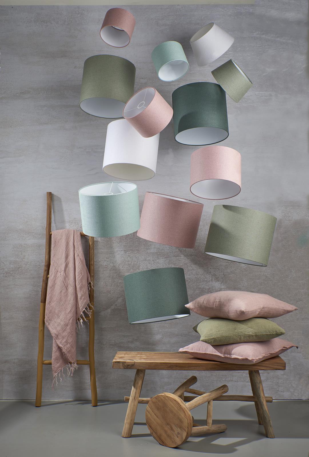 Abat-jour tambour plat en tissu