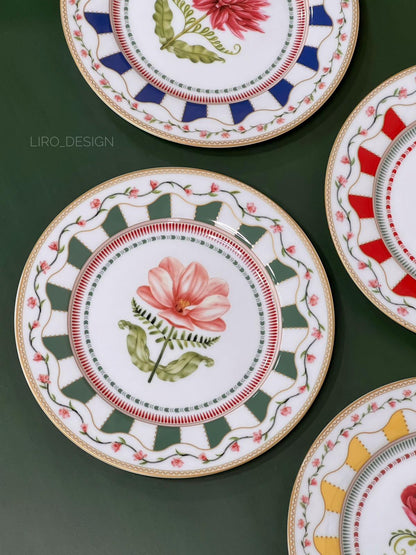 Set de 4 assiettes dessert Flowery