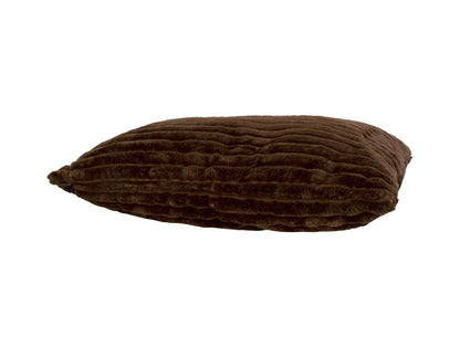 Coussin en velours côtelé marron