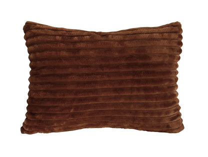 Coussin en velours côtelé marron