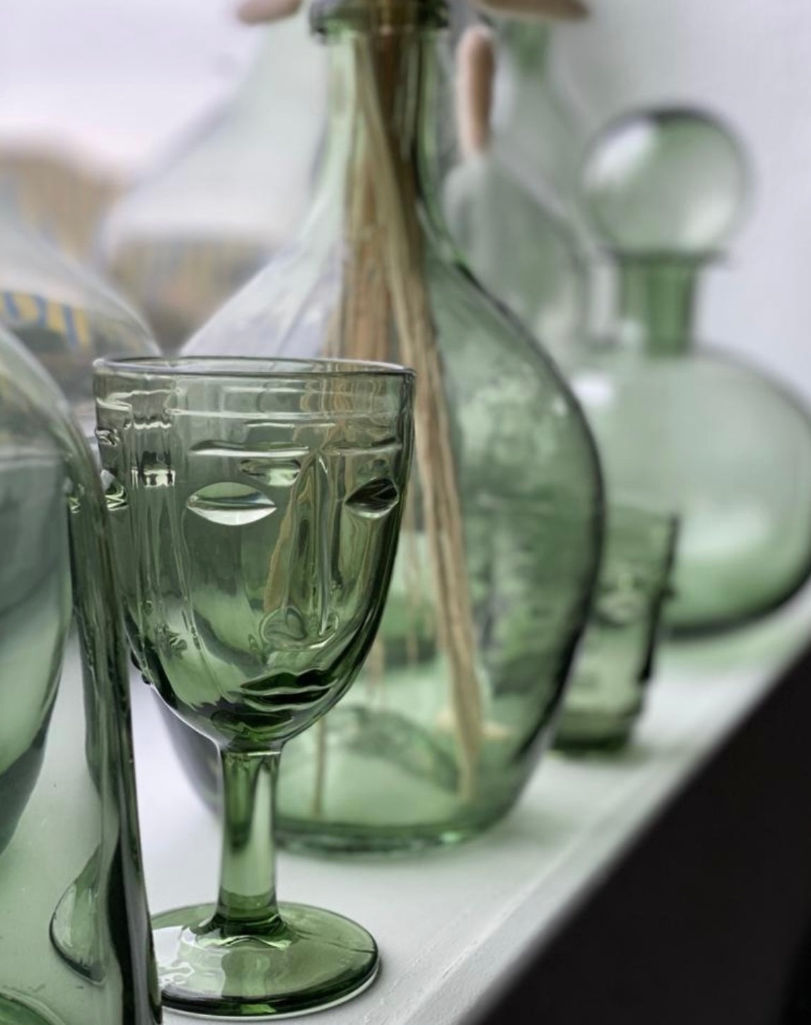 6x Verre visage vert (prix à l'unité)