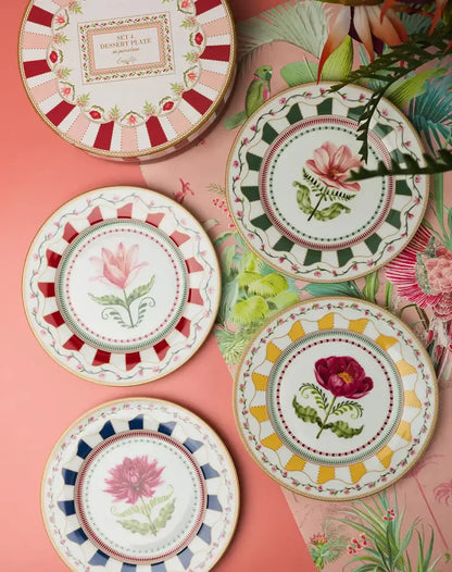 Set de 4 assiettes dessert Flowery