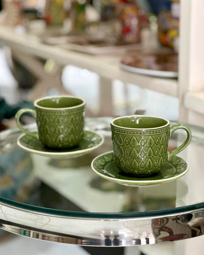 1x Set de 6 tasses à thé en porcelaine Leaf