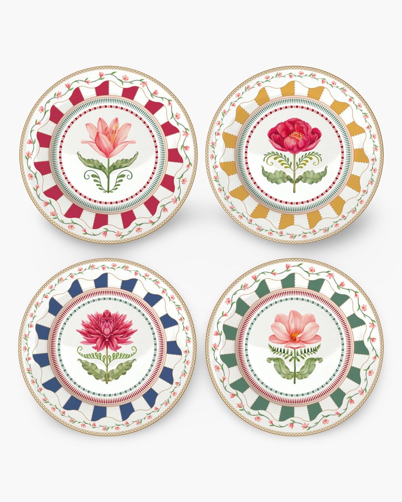 Set de 4 assiettes dessert Flowery