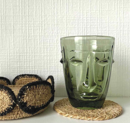 Verre visage vert