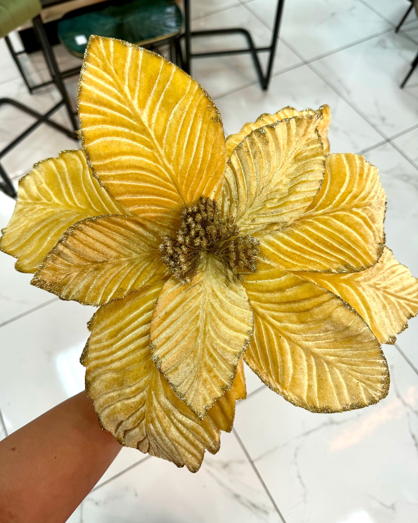 Branche Poinsettia gold 40x70cm