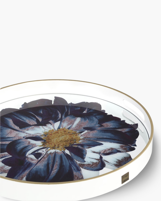 Set de 2 plateaux en verre Floral Blue