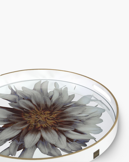 Set de 2 plateaux en verre Floral White