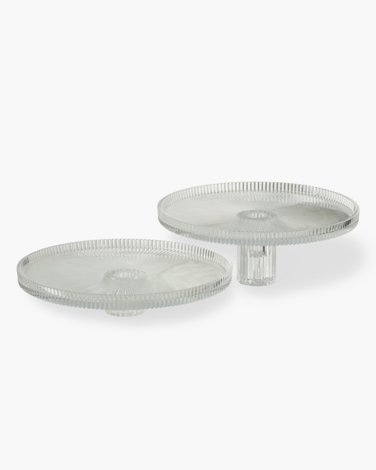 1x Set de 2 plats à tarte sur pied en verre GM