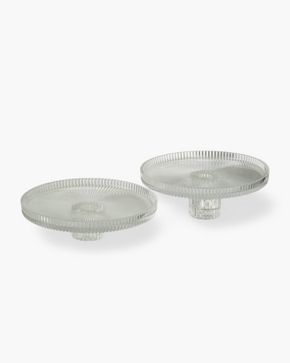 1x Set de 2 plats à tarte sur pied en verre PM