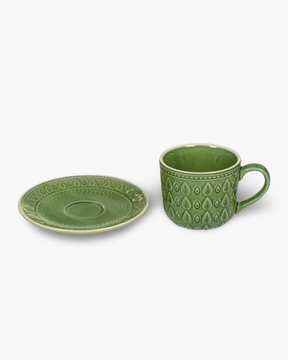 1x Set de 6 tasses à thé en porcelaine Leaf