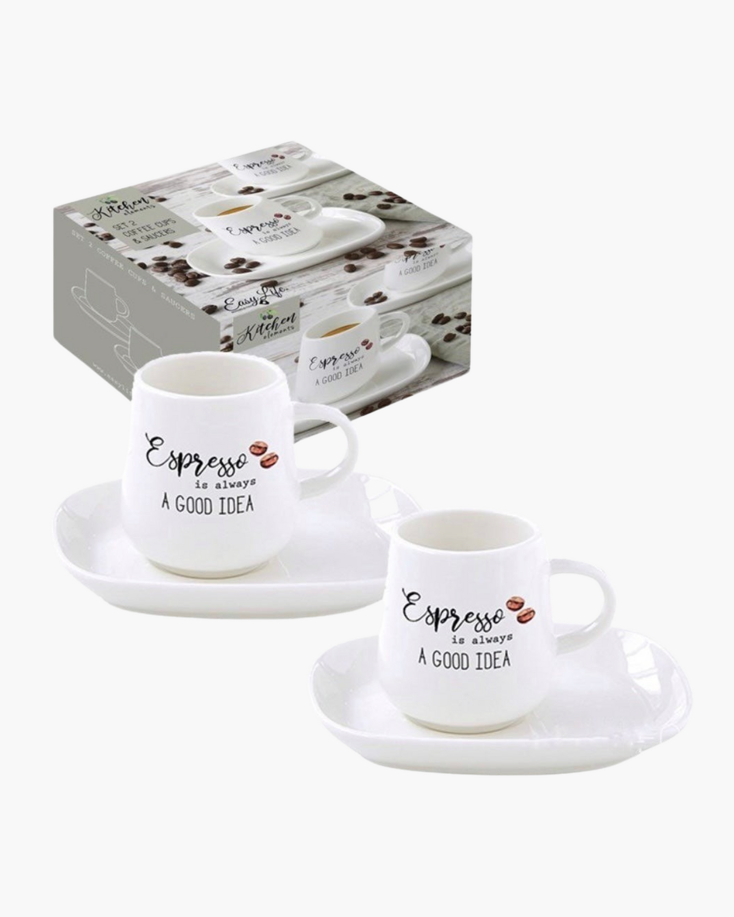 Set de 2 tasses à café + assiettes Espresso