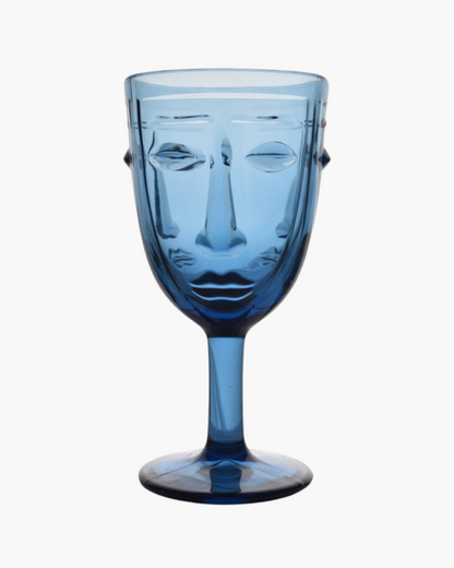 6x Verre sur pied visage bleu (prix à l'unité)