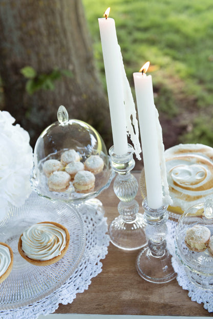 1x Set de 2 plats à tarte sur pied en verre GM