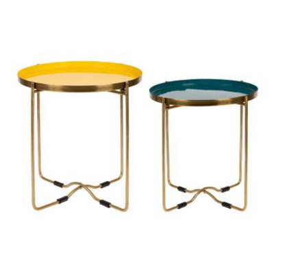 Set de 2 tables d’appoint bicolore